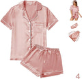 Satin Pajama Set - Short Sleeve - 4 Piece