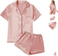 Satin Pajama Set - Short Sleeve - 4 Piece