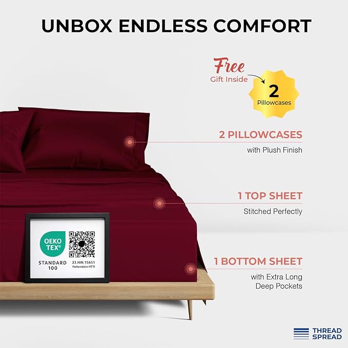 Cooling Bed Sheet Set - California King - 17 in Deep Pocket - 4 Piece