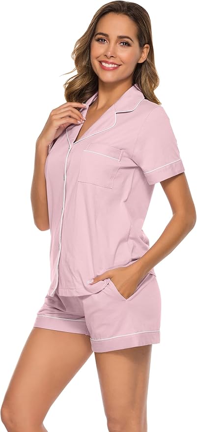 100% Cotton Pajama Set - Short Sleeve - 2 Piece
