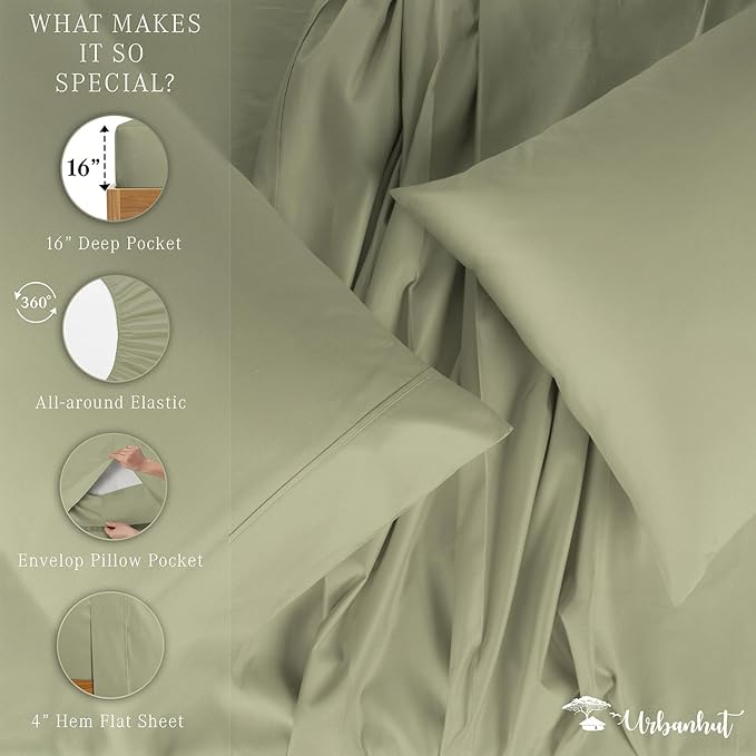Bed Sheet Set - California King - 16 in Deep Pocket - 4 Piece