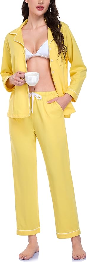 100% Cotton Pants Pajama Set - Long Sleeve - 2 Piece