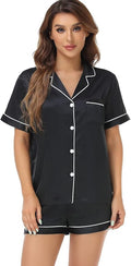 Women's Satin Pajama Set - Short Sleeve - 2 Piece