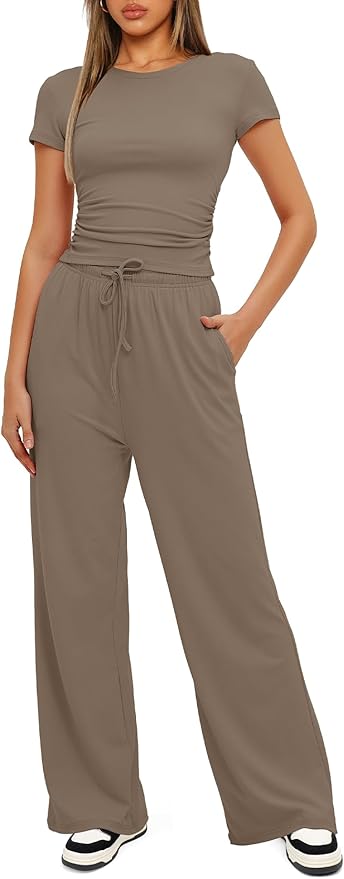 Women's Loungewear Set - Short Sleeve - Pants - 2 Piece