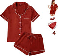 Satin Pajama Set - Short Sleeve - 4 Piece