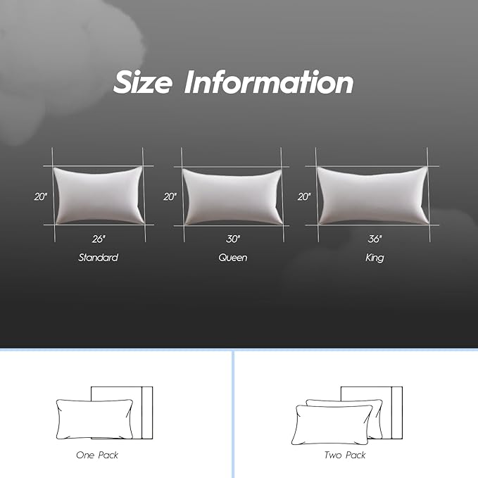 100% Cotton Bed Pillow - King - 2 Piece