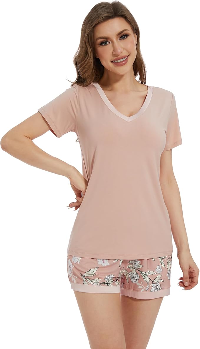 Women's Bamboo Cooling Pajama Set - Short Sleeve - 2 Piece