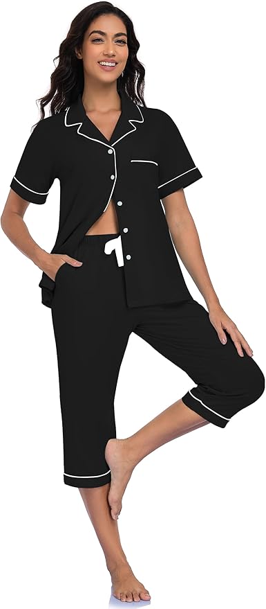 Women's Capri Pajama Set - Short Sleeve