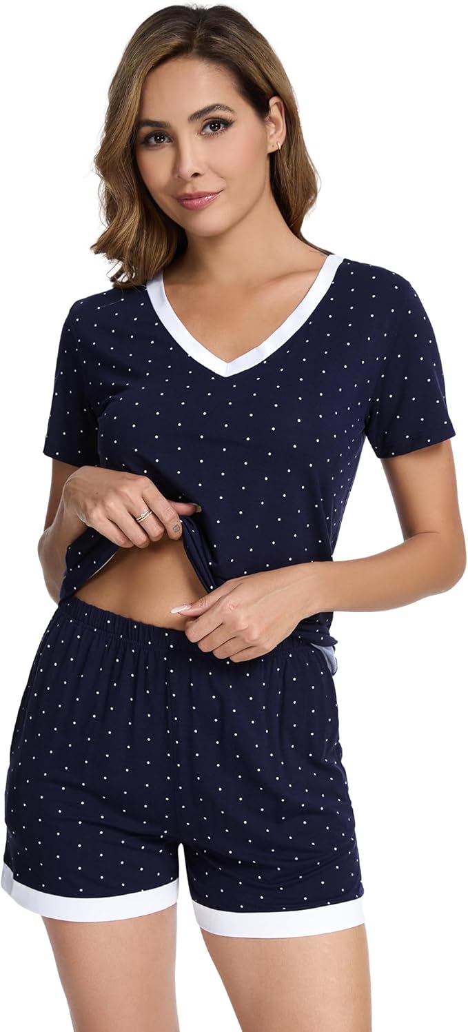 Women's Bamboo Cooling Pajama Set - Short Sleeve - 2 Piece