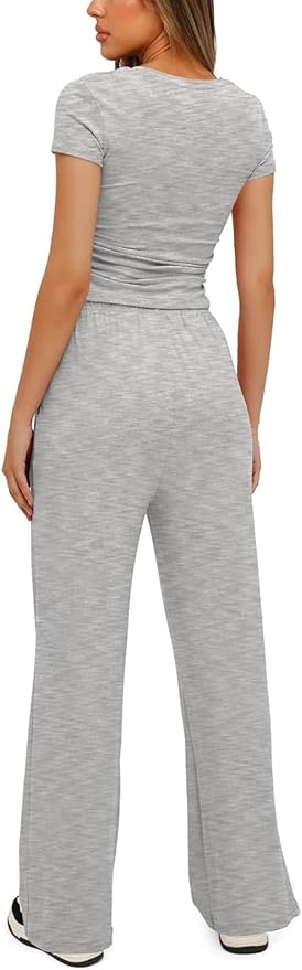 Women's Loungewear Set - Short Sleeve - Pants - 2 Piece