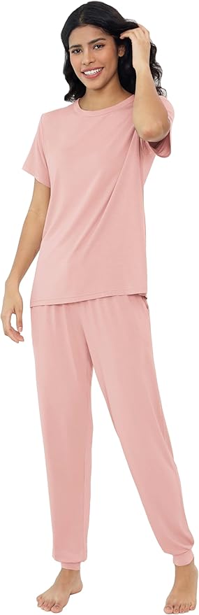 Women's Bamboo Pants Pajama Set - Short Sleeve - 2 Piece