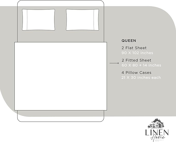100% Cotton Bed Sheet Set - Queen - 8 Piece