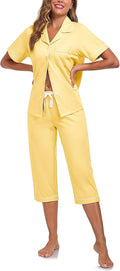 Women's 100% Cotton Capri Pajama Set - Short Sleeve - 2 Piece