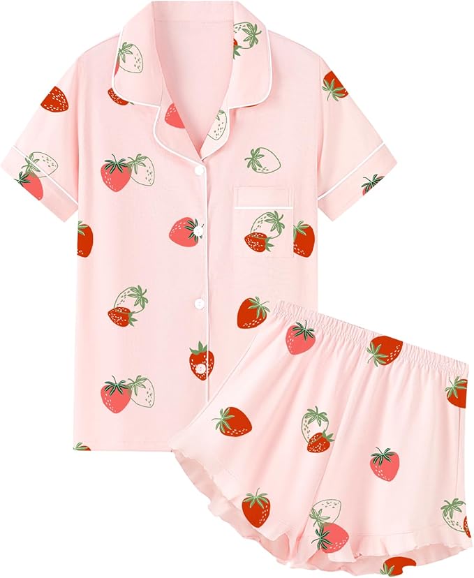 100% Cotton Shorts Pajama Set - Short Sleeve - 2 Piece