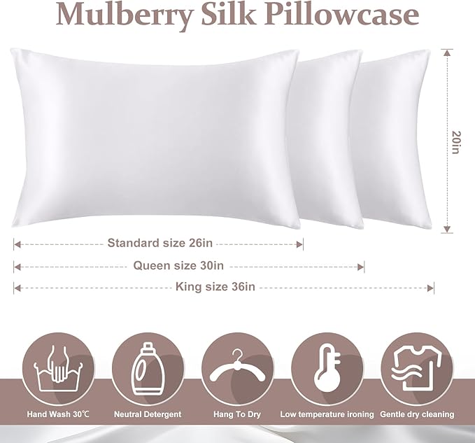 Mulberry Silk Cooling Pillowcase Set - Standard - 2 Piece