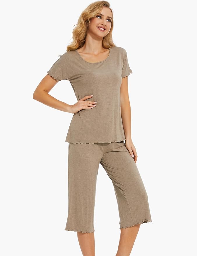 Bamboo Capri Pajama Set - Short Sleeve - 2 Piece
