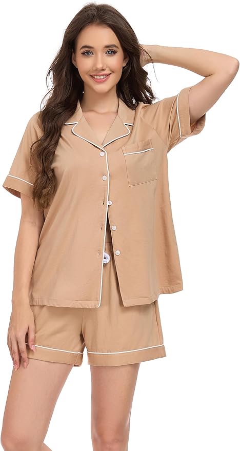 100% Cotton Pajama Set - Short Sleeve - 2 Piece