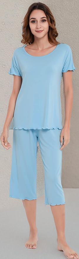Bamboo Capri Pajama Set - Short Sleeve - 2 Piece