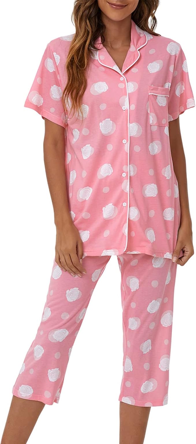 Capri Pajama Set - Short Sleeve - 2 Piece