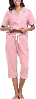 Women's 100% Cotton Capri Pajama Set - Short Sleeve - 2 Piece