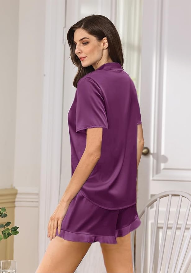 Women's Satin Pajama Set - 2 Piece