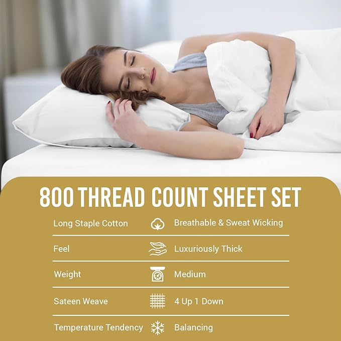 100% Cotton Bed Sheet Set - Split King - 15 in Deep Pocket