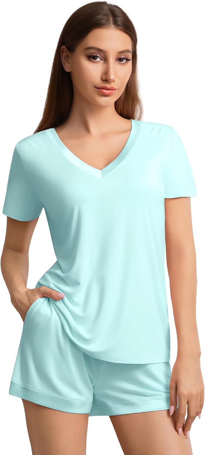 Women's Bamboo Cooling Pajama Set - Short Sleeve - 2 Piece