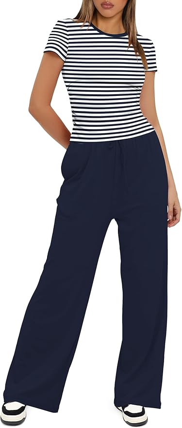 Women's Loungewear Set - Short Sleeve - Pants - 2 Piece