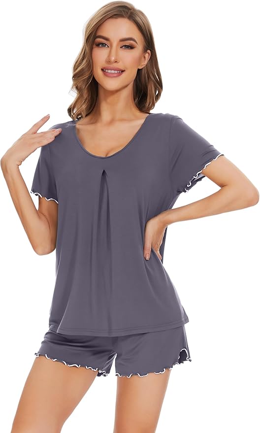 Bamboo Cooling Shorts Pajama Set - Short Sleeve - 2 Piece