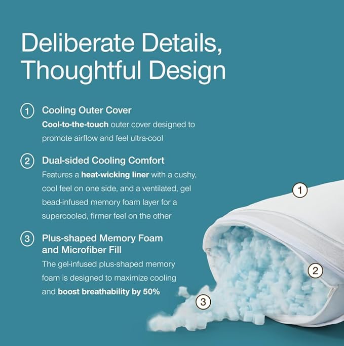 Memory Foam Cooling Bed Pillow - Queen