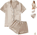Satin Pajama Set - Short Sleeve - 4 Piece