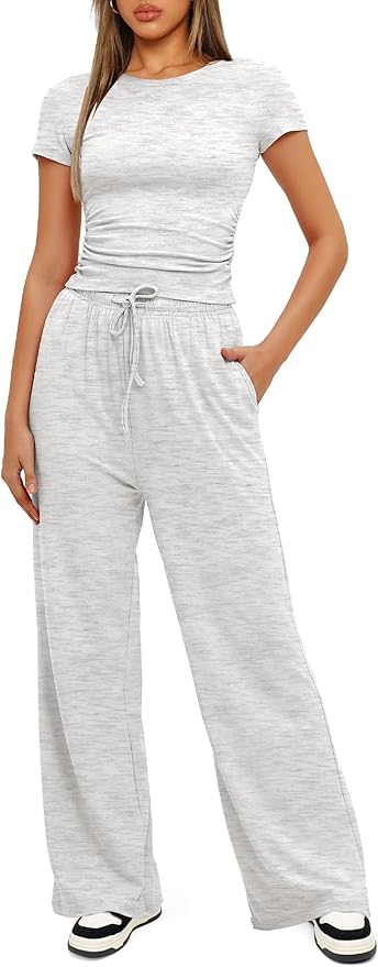 Women's Loungewear Set - Short Sleeve - Pants - 2 Piece