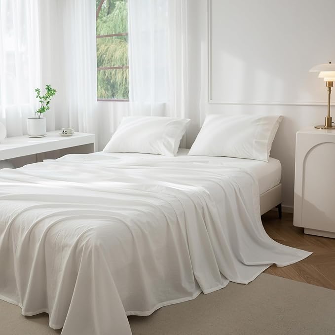 Linen Bed Sheet Set - Queen - 4 Piece