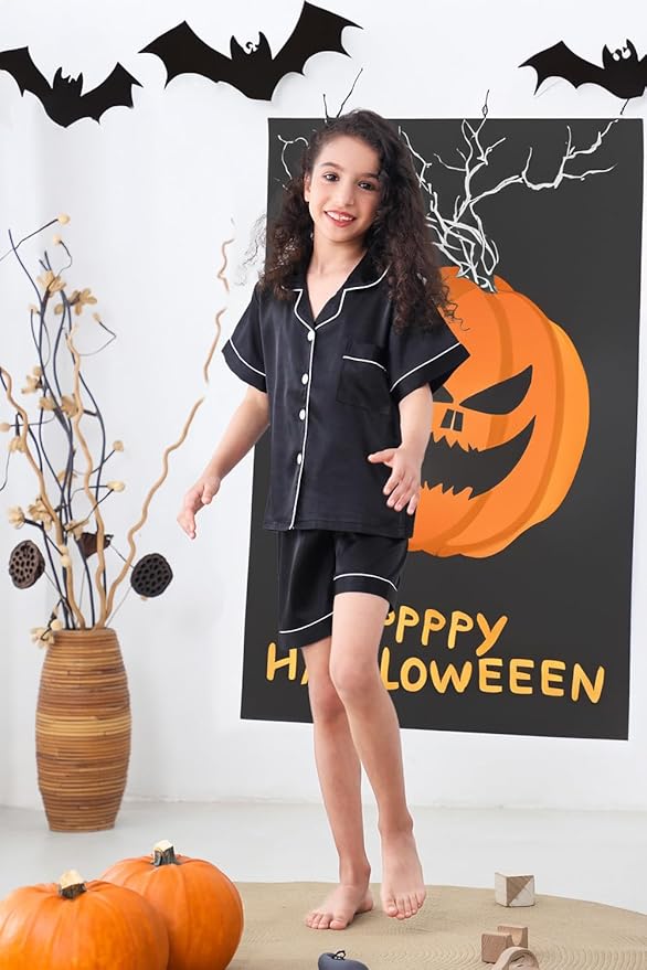 Satin Pajama Set - Short Sleeve - 2 Piece