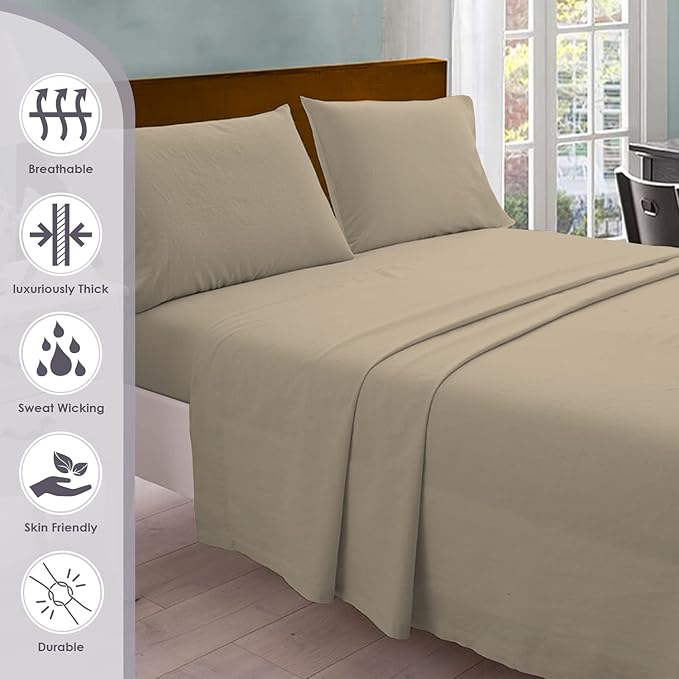 100% Cotton Bed Sheet Set - King - 15 in Deep Pocket