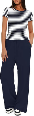 Women's Loungewear Set - Short Sleeve - Pants - 2 Piece
