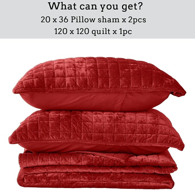 Velvet Quilt Set - King - 3 Piece