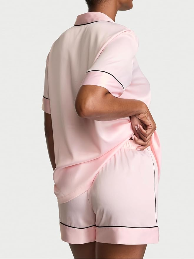 Women's Satin Shorts Pajama Set - Short Sleeve - 2 Piece
