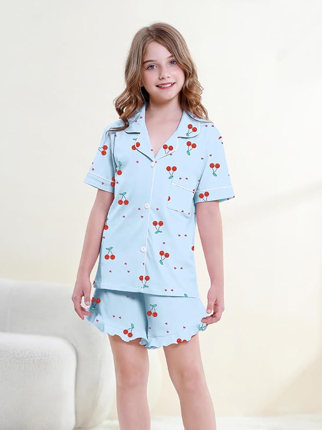 100% Cotton Shorts Pajama Set - Short Sleeve - 2 Piece