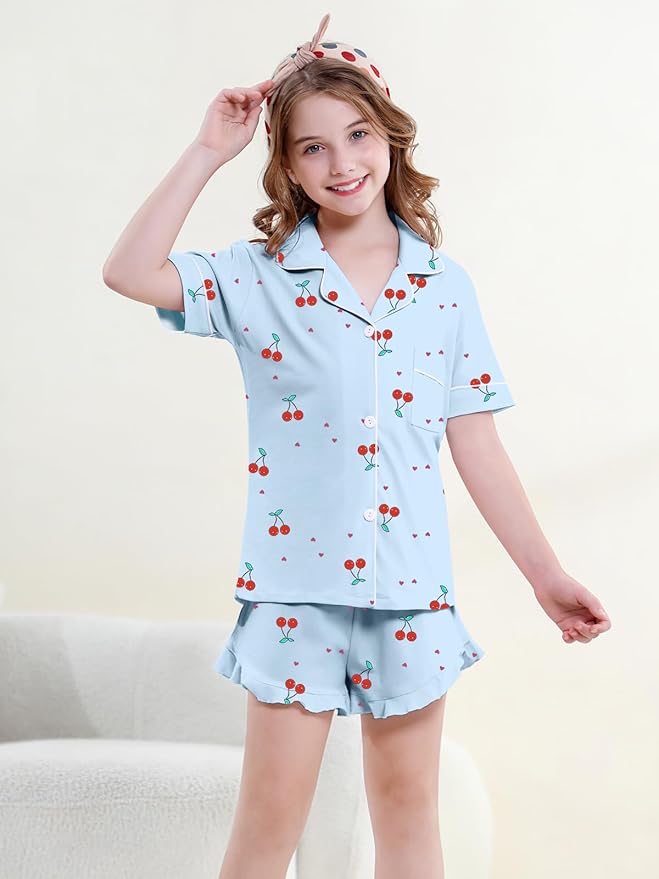 100% Cotton Shorts Pajama Set - Short Sleeve - 2 Piece