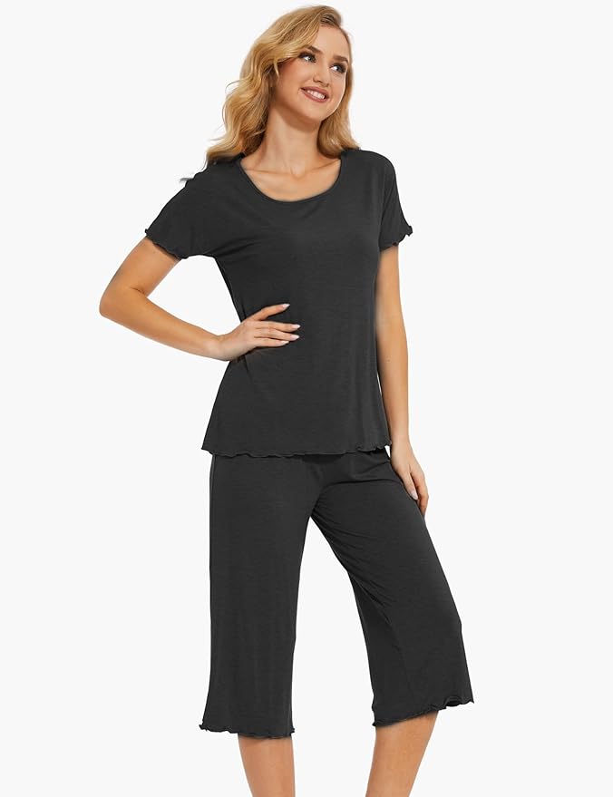 Bamboo Capri Pajama Set - Short Sleeve - 2 Piece