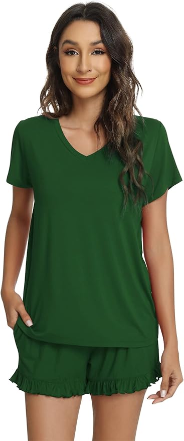 Bamboo Cooling Shorts Pajama Set - Short Sleeve - 2 Piece