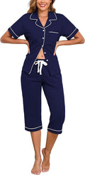 Women's 100% Cotton Capri Pajama Set - Short Sleeve - 2 Piece