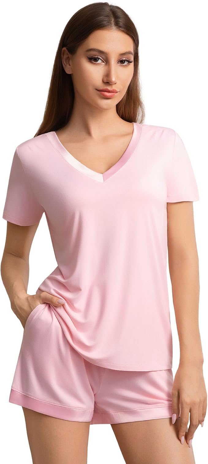 Women's Bamboo Cooling Pajama Set - Short Sleeve - 2 Piece