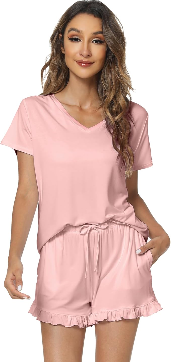 Bamboo Cooling Shorts Pajama Set - Short Sleeve - 2 Piece