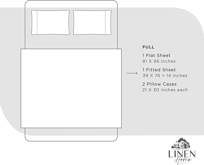 100% Cotton Bed Sheet Set - Full - 4 Piece