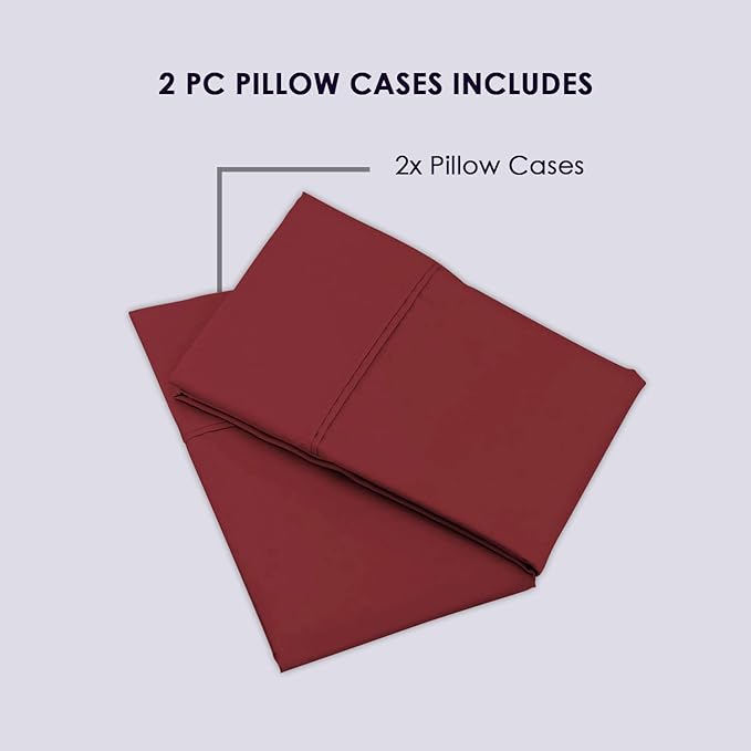 100% Cotton Pillowcase Set - King - 2 Piece
