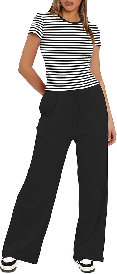 Women's Loungewear Set - Short Sleeve - Pants - 2 Piece