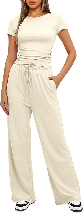 Women's Loungewear Set - Short Sleeve - Pants - 2 Piece