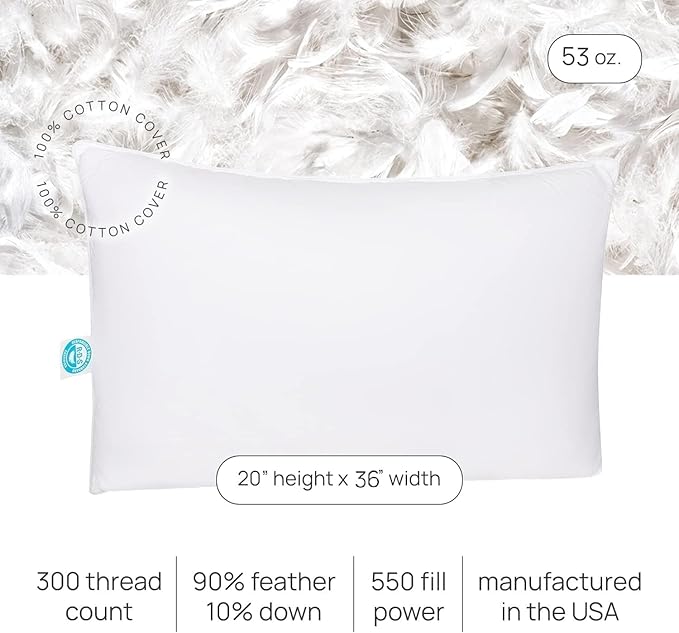 100% Cotton Bed Pillow - King - 20 x 36 in